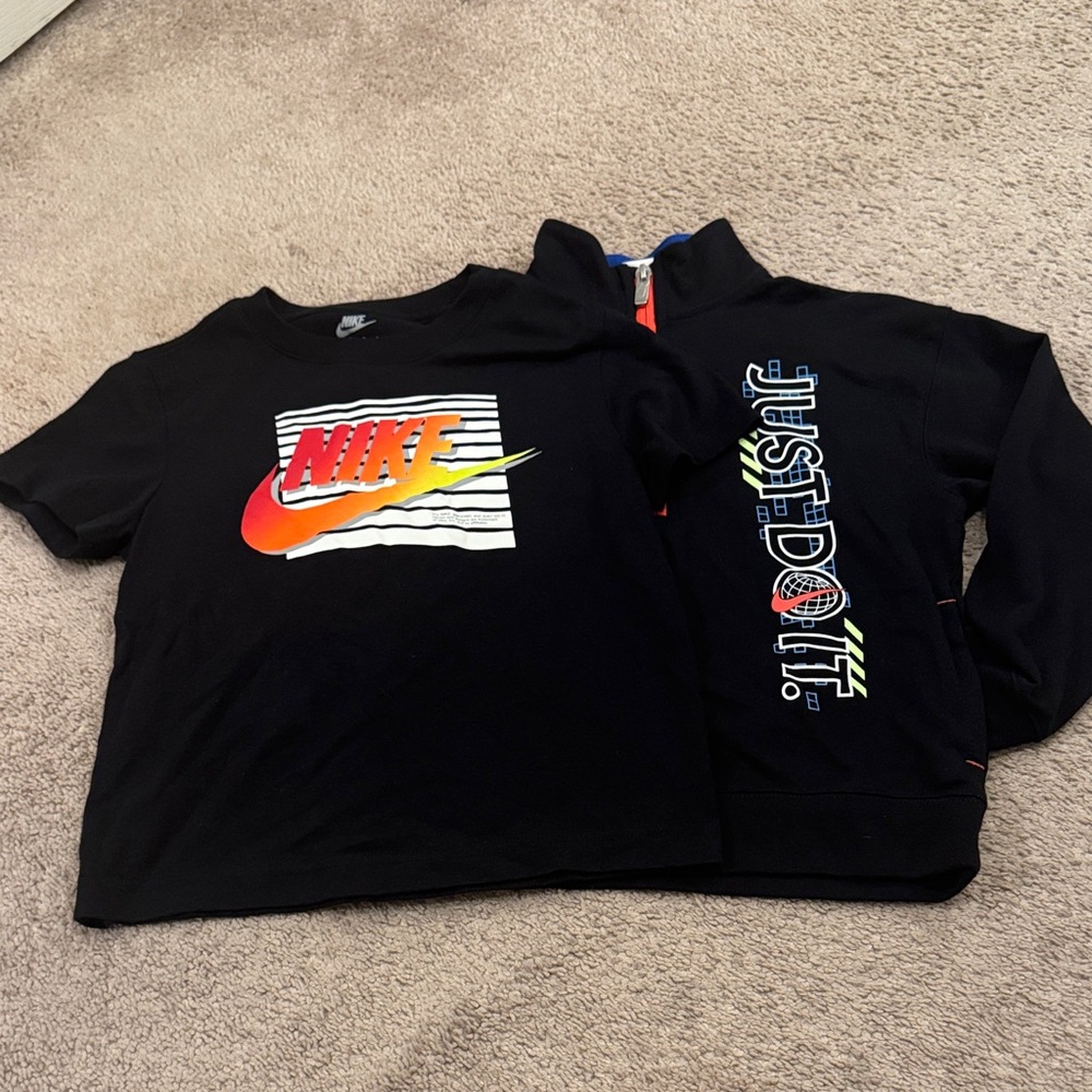 Nike Black Kids' Tee & Zip-Up with Multicolor Logos